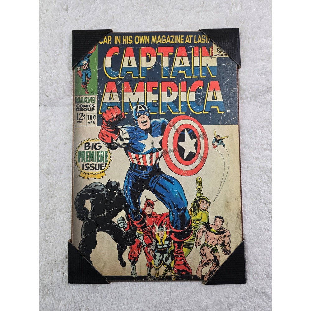 Marvel Captain America Comic Issue 100 Wood Wall Art Plaque 13x19 Vintage Style